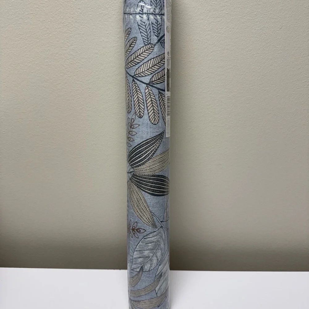 New Allure Blue Minimalist Leaves Tropical Wallpaper R9060 by Walls Republic